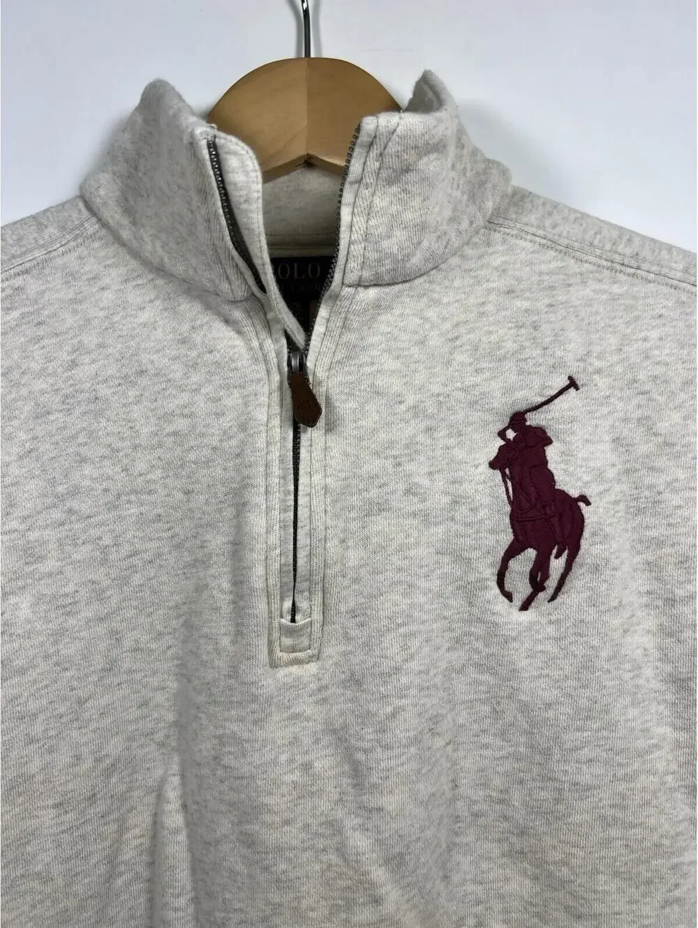 Polo Ralph Lauren Sweatshirt Boys XL 18-20 Gray Fleece 1/4 Zip Big Pony